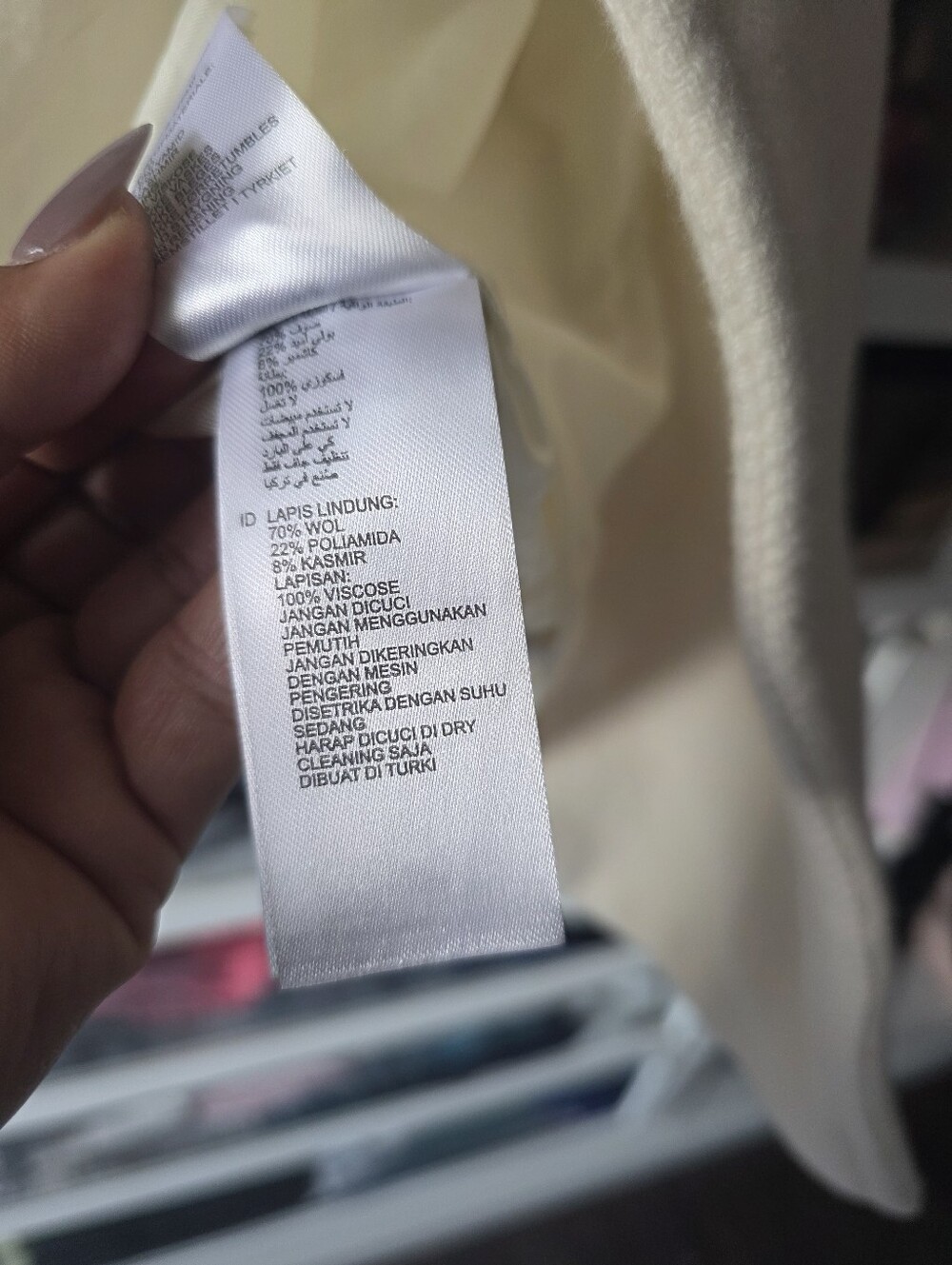 Reiss Cream Double-Breasted Wool / CashmerePea Coat - Picture 14 of 16
